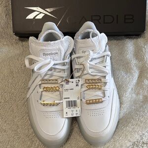 Reebok Cardi B White and Gold Sneakers